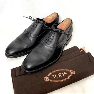 Tod’s Men’s Black Leather Dress Loafers Lace Up Shoes Size 8